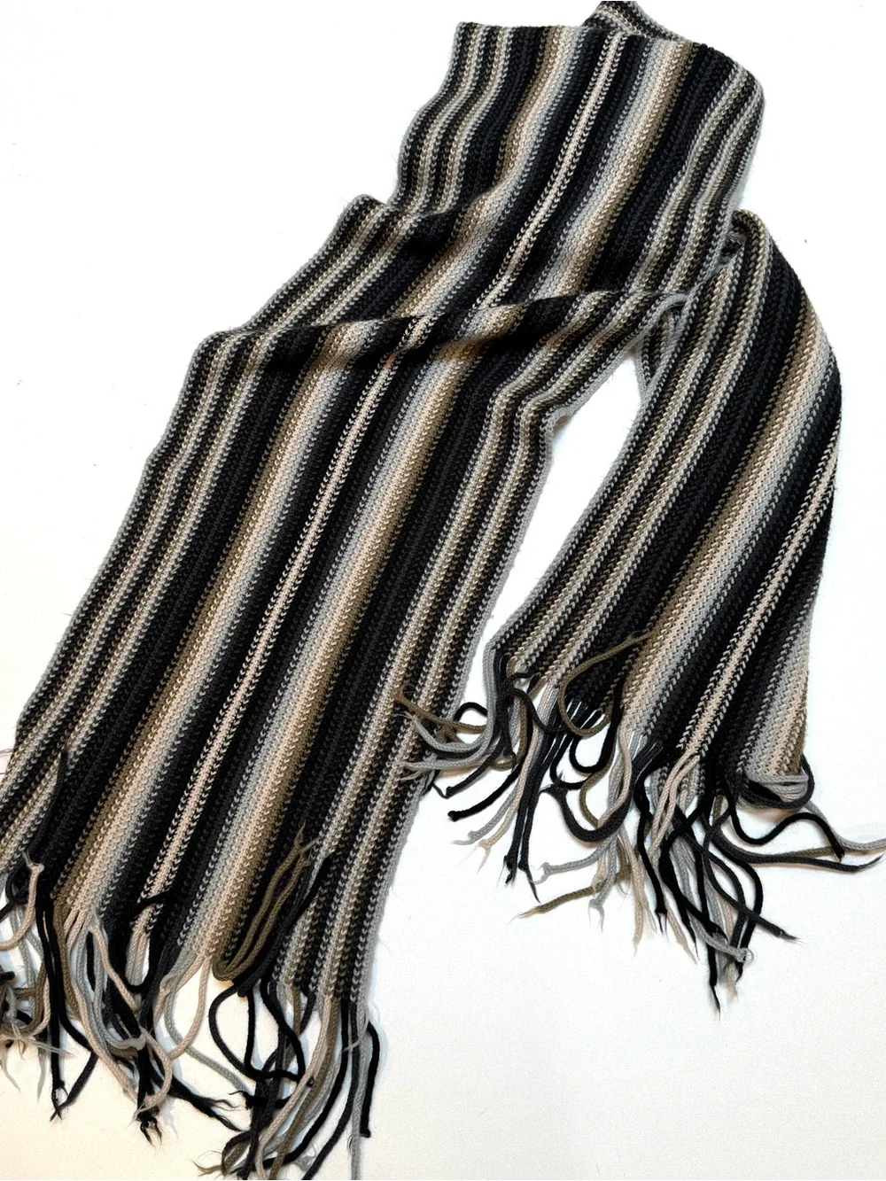 Men's Classic Striped Knit Scarf in Black & Gray